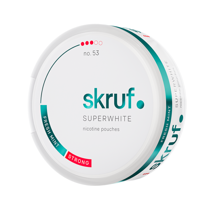 SKRUF SUPER WHITE NO. 53 FRESH MINT STRONG SLIM 12MG/G