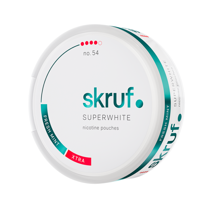 SKRUF SUPER WHITE NO. 54 FRESH MINT XTRA STRONG SLIM 15MG/G