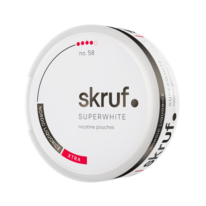 SKRUF SUPER WHITE NO. 58 NORDIC LIQUORICE XTRA STRONG SLIM 16MG/G